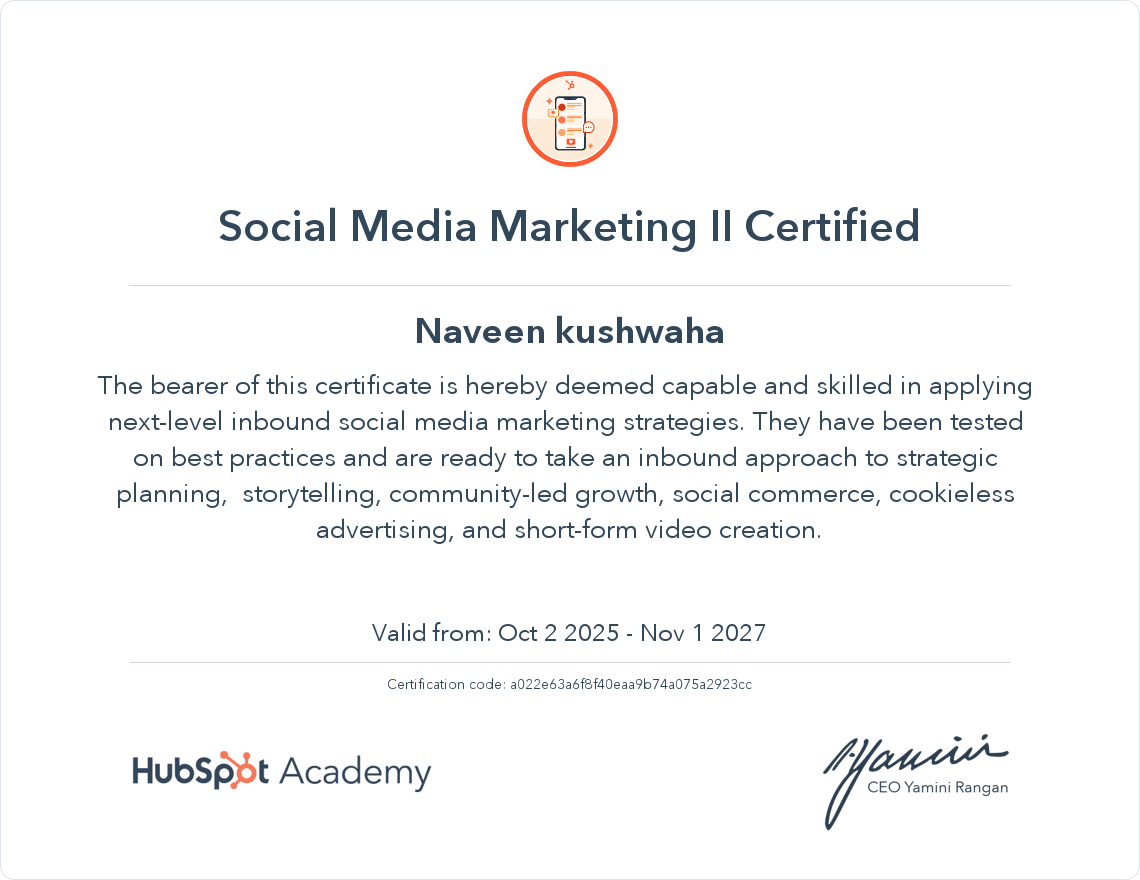 Social Media Certificate 2